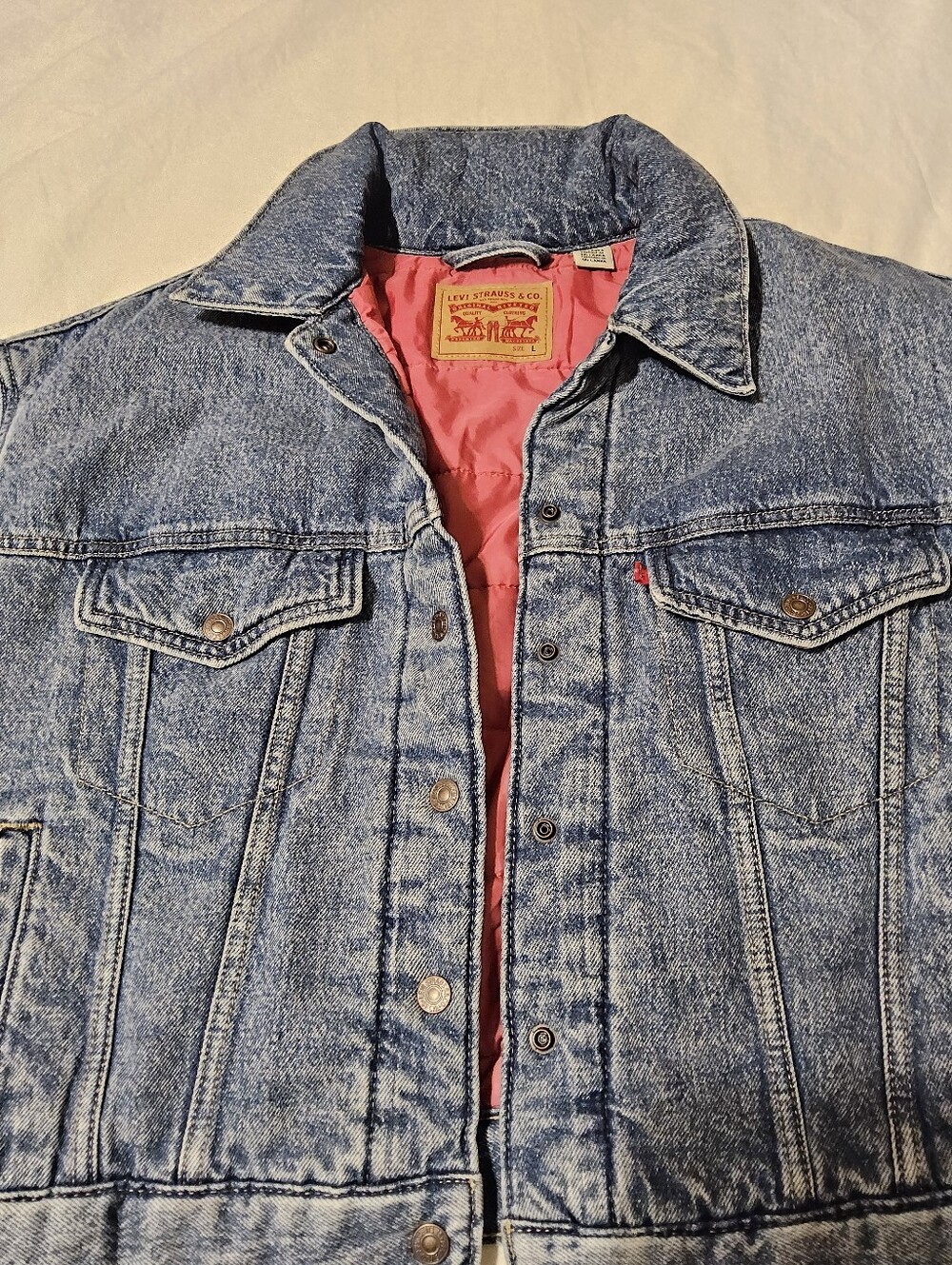 Levi's Light Blue Denim Jacket with Red Quilted Lining